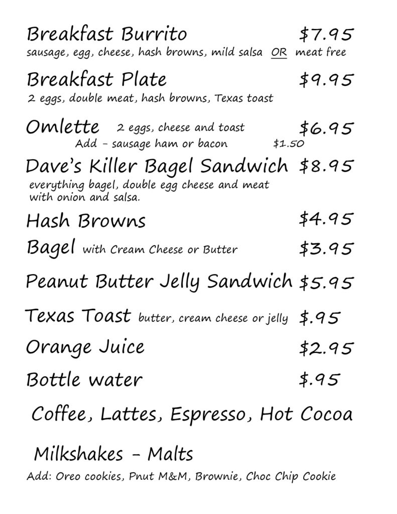 Breakfast Menu